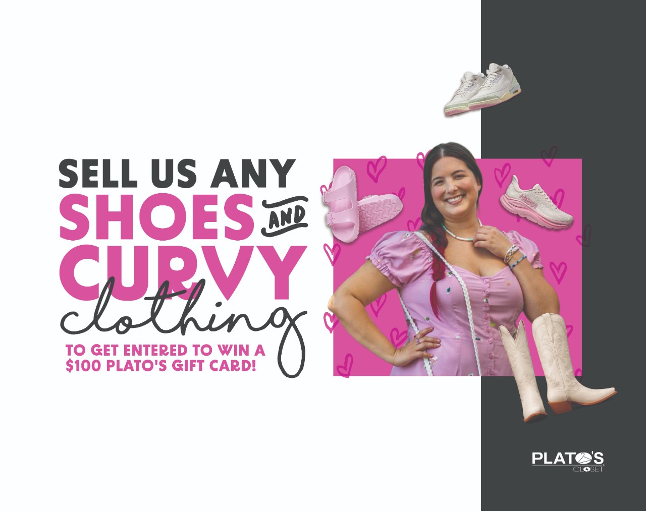 Sell Curvy Clothing and Shoes for guys and girls and get entered to win a $100 gift card at Plato's Closet in Utica, Michigan!